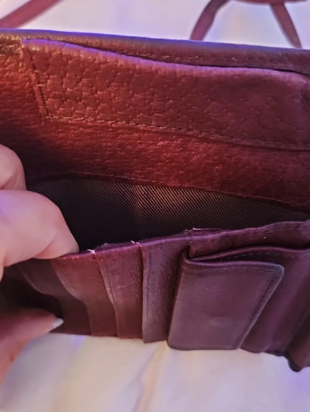 Wilson Purple Brown Leather Wallet Cross Body Purse